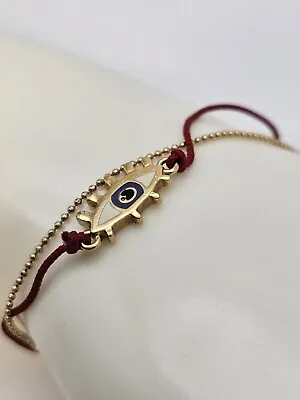 Marc By Marc Jacobs Bracelet Evil Eye Goldtone Red Strands Signed 6.5  Y2K     • $28