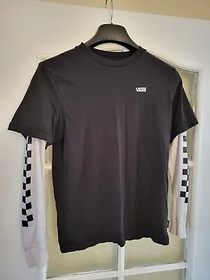 £0.99 • Buy Vans Original Black T Shirt W Long Sleeve Chequered Size Med Women