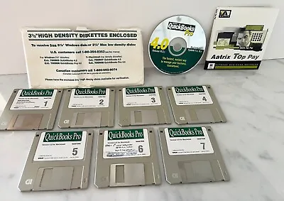 VINTAGE QuickBooks Pro 4.0 Mac 3.5  Floppy Discs & CD + Aatrix Top Pay CD • £23.71