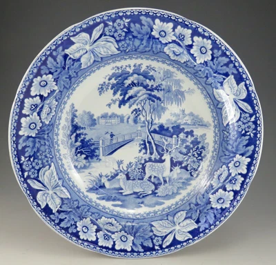£52 • Buy Antique Pottery Pearlware Blue Transfer Ridgway Osterley Park Soup Dish 1825