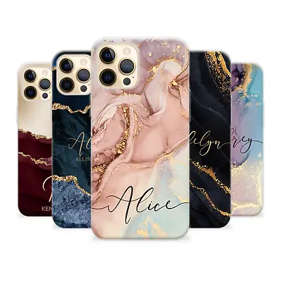 Personalised Phone Case Clear Marble Silicone Cover For IPhone 15 Pro 14 13 12 7 • £6.29