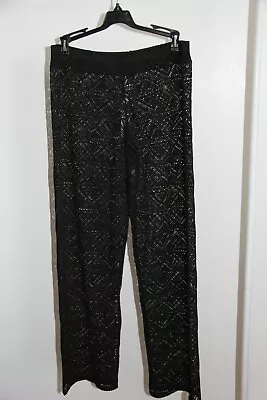 NWT A.Che Bikini Swimsuit Cover-Up Crochet Pants Size S Black • $14.99