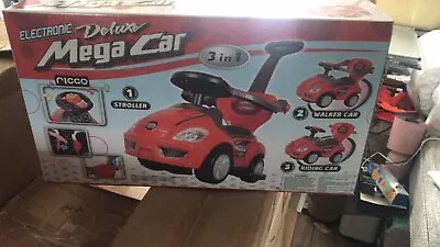 Brand New!! Deluxe Mega Car 3 In One Stroller - Ride On Toy  07519201293 • £28