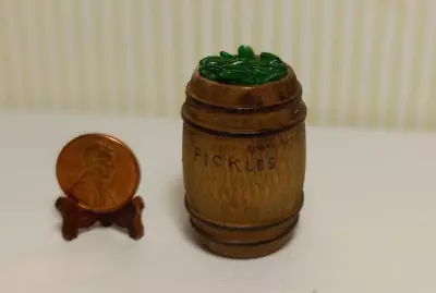 Miniature Dollhouse Wooden Barrel  Of Pickles  1 1 3/4  H X 1  Dia.  Pickles  • $4.99