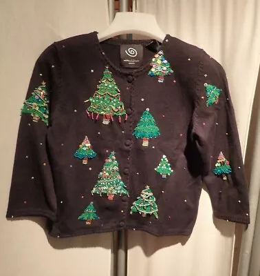 Michael Simon Event Vintage 2002 Christmas Trees Cardigan Sweater NWOT Small  • $65