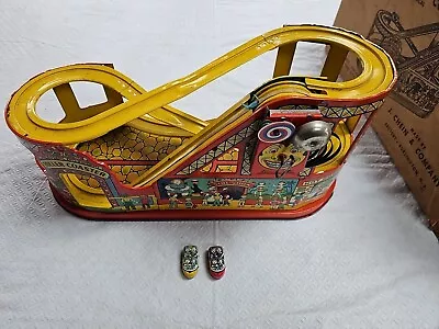 J Chein & Company No. 275 Tin Metal Mechanical Roller Coaster With 2 Cars In Box • $149.99