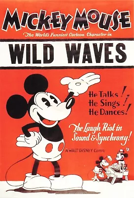 1929 Walt Disney Mickey Mouse Wild Waves Mini Movie Poster Postcard Repro 4x6 • $5.95