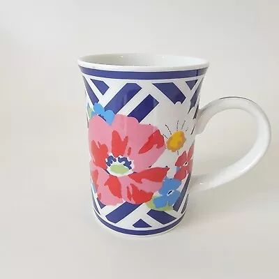 Vera Bradley Blue Lattice Floral Coffee Tea Mug W/ Lid Summer Cottage Design 8oz • $14.99