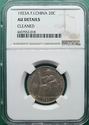 1923a French Indo China 20 Cents Silver Ngc Au Details Cleaned • $79