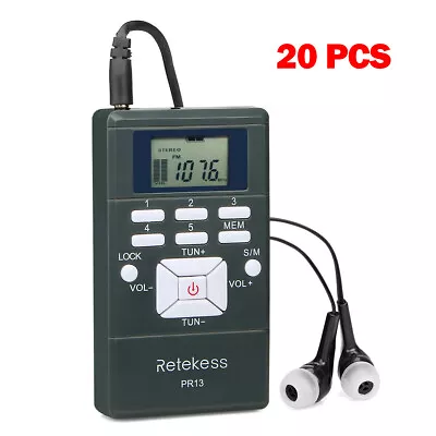 RETEKESS PR13 FM Radio 20 Pocket Mini Receivers Wireless Tour Guide System  • $189.99