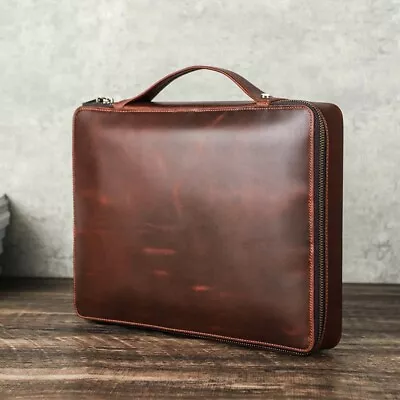 Vintage Genuine Leather Laptop Case Bag For MacBook Pro 13.3 14.2 Inch Coffee • $59.89