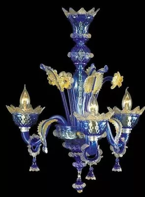 Chandelier In Murano Blown Glass Venetian Ceiling Lighting Suspension Venice Blu • $1690.50