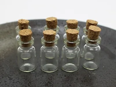 20 Mini Empty Glass Cork Bottles Pendant Vials Wish Charms Clear 13X23mm (1ml) • $3.52