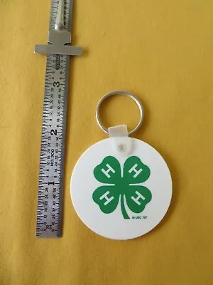 4-H Club Green Clover Plastic Key Ring Collectible Advertising • $4