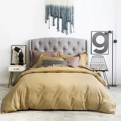 Gold Duvet Cover King 100% Cotton Modern Gold Duvet Cover 3 Pieces Set 1 Solid C • $80.99