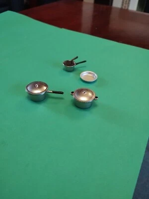 £0.99 • Buy Victorian Dolls House 4 Piece Metal Saucepan Set Poss D.H.E