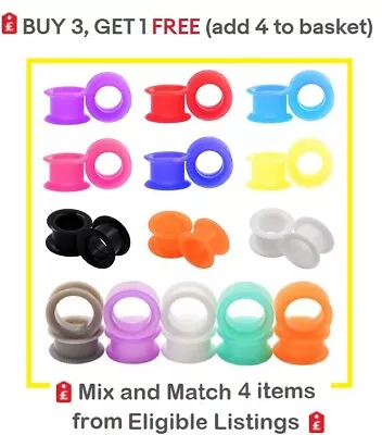 Ear Stretchers Double Flared TOP HAT Style Flexible Silicone Ear Tunnels Plugs • £2.75