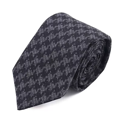 Luigi Borrelli Black And Gray Houndstooth Check Silk Tie Narrow 2.75  Width • $89