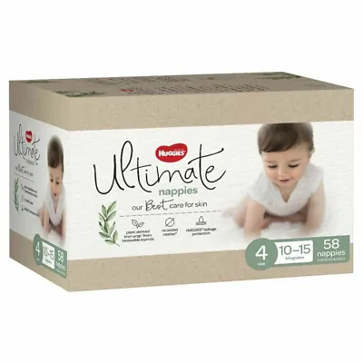$61.23 • Buy Huggies Ultimate Toddler Size 4 58 Nappies Diaper Soft Breathable Dry Cover