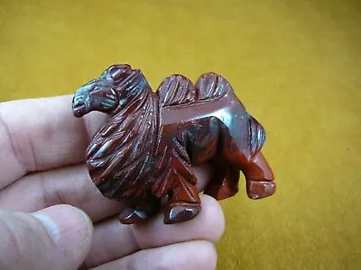 (Y-CAM-709) CAMEL Camels Red Tan JASPER Gem Stone Gemstone Figurine DROMEDARY • £18.76