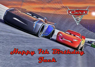 £5.46 • Buy Cars Lightning McQueen A4 Icing Sugar Paper Birthday Cake Topper Image 3