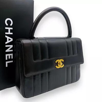 CHANEL Handbag Lamb Skin Leather Mademoiselle Black • $2349