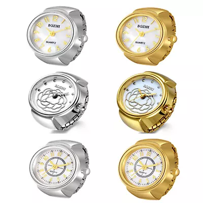 Women Men Creative Finger Ring Round Quartz Analog Watches Elastic Band Watch • $9.99