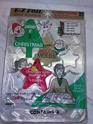 Vtg E-Z Foil Super Aluminum Christmas Holiday Cookie Molds Trays Kitsch Retro • $28