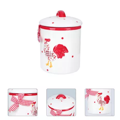 Ceramic Canisters With Lid Red Flower Chicken Pattern Tea Coffee Spice Jars • £21.18