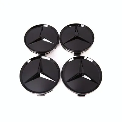 4PC Glossy Black Wheel Center Hub Caps Emblem Fits Mercedes-Benz 75mm Car Set • $17.89