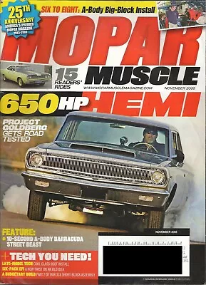 Mopar Muscle Magazine November 2008 Good Condition Dodge Plymouth Chrysler • $8.50