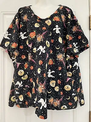 Mary Engelbreit Womens SIZE 3X HALLOWEEN PRINT SCRUB TOP • $39.99