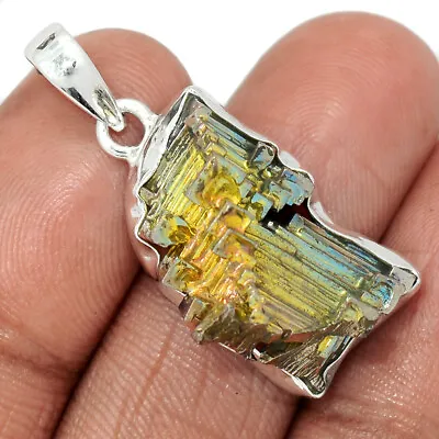 Natural Bismuth Crystal 925 Sterling Silver Pendant Jewelry CP36285 • $11.99