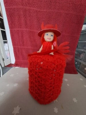 £8 • Buy Halloween.Retro Toilet Roll Cover Doll Hand Knitted #218 Devil. Gift Bagged