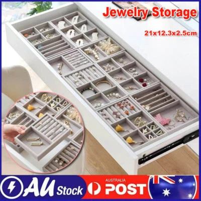 Velvet Earrings Rings Bracelet Tray Storage Box Jewelry Display Drawer Organizer • $11.99