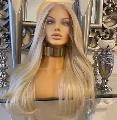 Blonde Lace Front Wig Transparent Lace Wig Wavy Blonde Wig Centre Part Lace Wig • £129