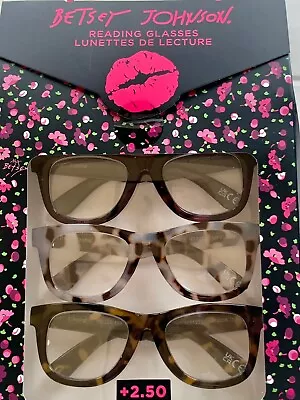 BETSEY JOHNSON  3 Pk THICK BLACK TORTOISE  Readers Glasses +2.50 New • $25