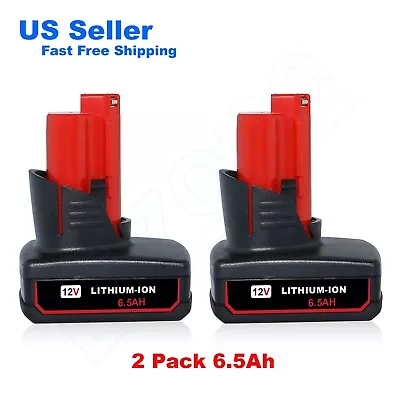 2 Pack New 12V 6.5Ah For Milwaukee M12 Battery 48-11-2440 12V XC4.0 Red Lithium • $49.99