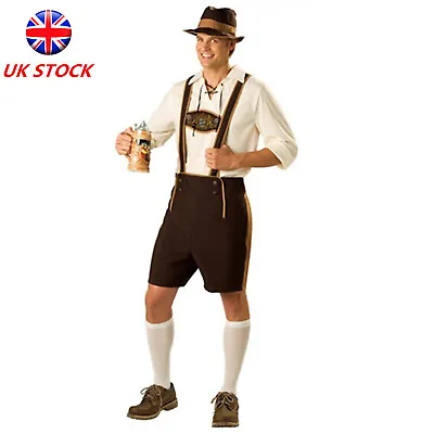 £24.99 • Buy Men German Oktoberfest Beer Guy Costume Bavarian Lederhosen Shorts Outfit
