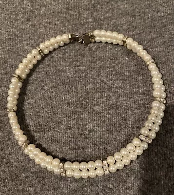 Unknown Brand - Faux Cream Pearl Necklace Choker - Two Strand • £5