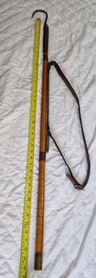 £69.99 • Buy A Stunning Vintage Salmon Gaff Measuring Stickleather Shoulder Strap Stunning 