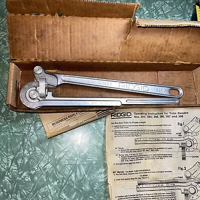 Vintage W/box & Papers Ridgid #396 3/8  O.d. Tube Pipe Bender Tool 15/16  • $89.99