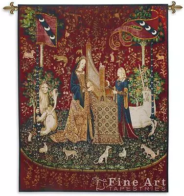 65x53 LADY & UNICORN Sense Of Hearing Medieval Tapestry Wall Hanging • $270