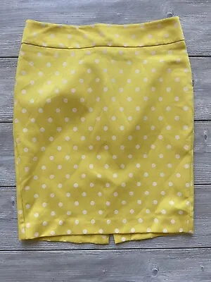 J. Crew No. 2 Pencil Skirt Polka Dot Yellow White Size 10 Lining Removed • $14.99