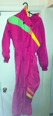 Vintage Obermeyer Womens Thinsulate Ski Jumpsuit Snowsuit Pink Yellow Size 12 • $110