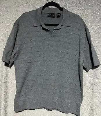 Vintage J Ferrar Polo Shirt Mens Large Gray Collared Short Sleeve Sweater • $11.99