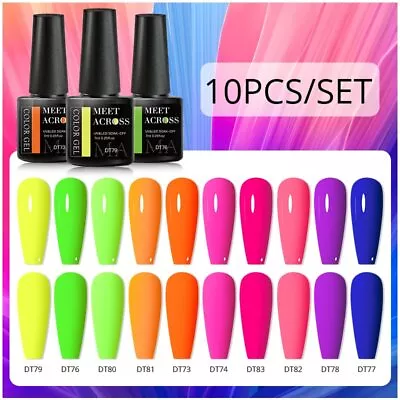 10/15Pcs Fluorescent Gel Nail Polish Set 7ML NeonVernis Semi Permanent Varnishes • $27.75