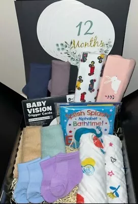 Twin Baby Shower Hamper Unisex Maternity Gift Baby Boy & Girl Milestone Cards • £35.99