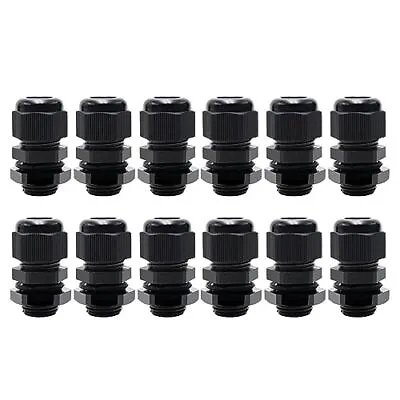 12pcs Waterproof Cable Gland 3/8  NPT Black Nylon Plastic Cable Glands Strain... • $15.56