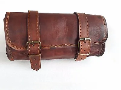 Bicycle Tool Bag Vintage Tan Genuine Leather Retro Bicycle Round Saddle Bag • $65.96